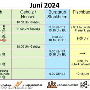 Gottesdienstplan Juni 2024