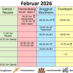Gottesdienstplan Region Mitte Februar 2026